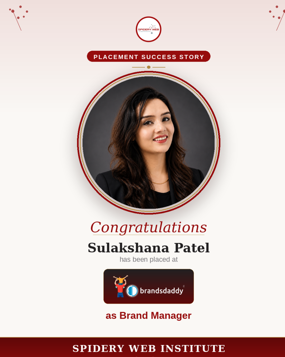 Placement by Spidery Web Institute - Sulakshana Patel