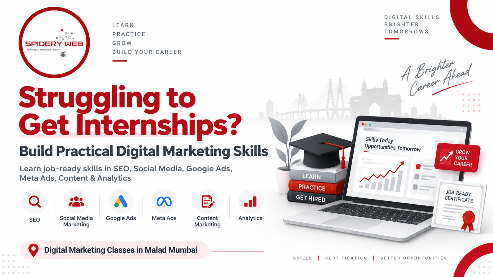 best digital marketing course in Malad mumbai | Spidery Web Institute